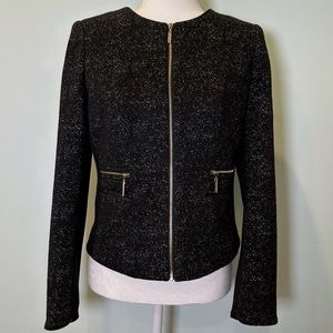 IVANKA TRUMP BLACK BLAZER LONG SLEEVE FULL ZIP POCKETS OFFICE WORKWEAR (SIZE 4)